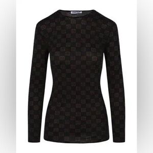 Ambush Monogram Fitted Crew Neck Long Sleeve Black/Browne M Polyamide, Elastane